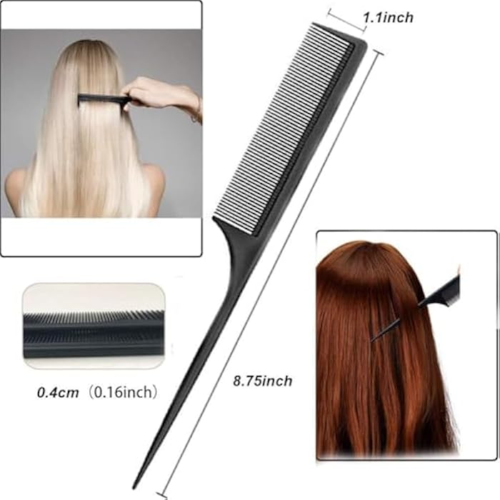 Professional Teasing Comb, Fine and Wide Tooth Hair Barber, Black Carbon Fiber Cutting, Styling, Hairdressing Comb For All Hair Types - Image 3